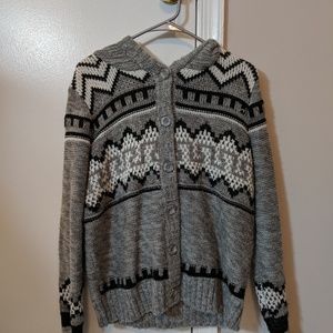 Mossimo Fuzzy Hood Button Up Cardigan Grey XXL